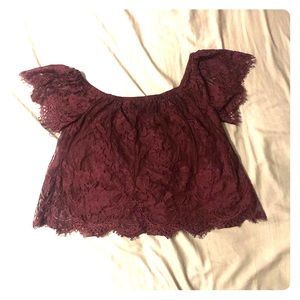 AE burgundy lace top